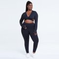 Femmes plus taille athlétique us Criss Cross Top et leggings ensembles de fitness Vêtements à manches longues